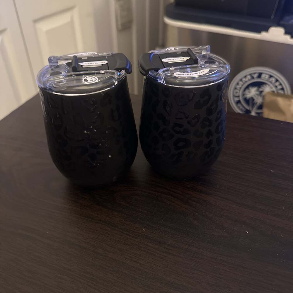 BrüMate Uncork'd XL 14oz Onyx Leopard Insulated Wine Tumbler with Lid Set
